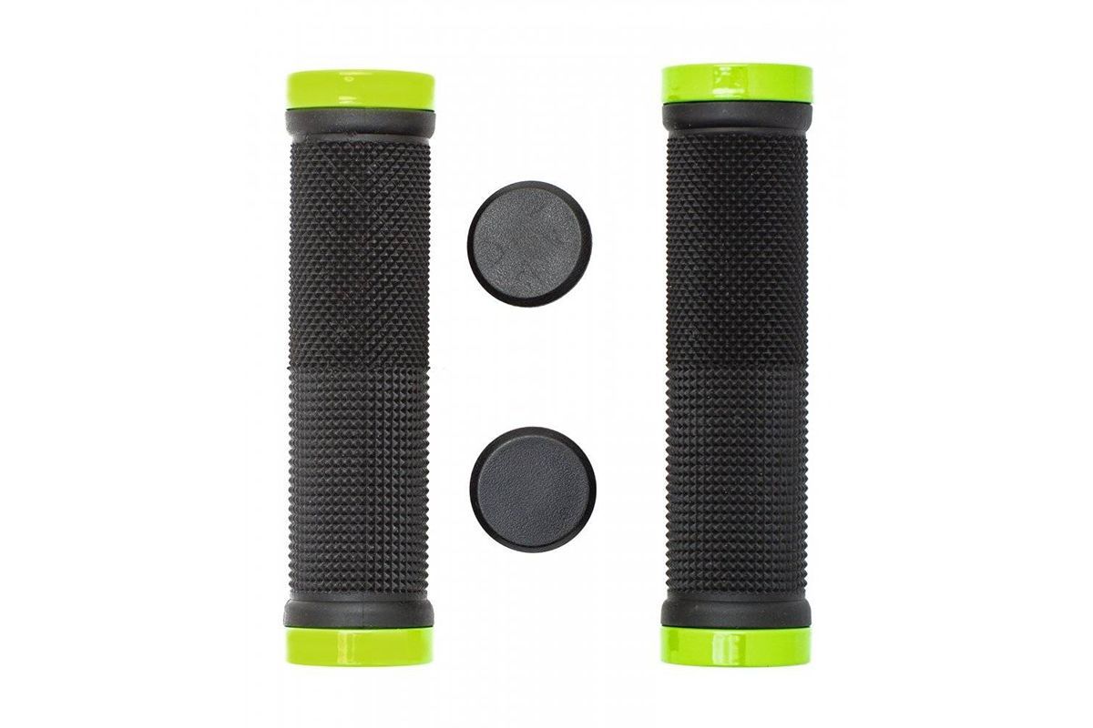 Грипсы с металлическими зажимами, длина 129мм, черные, зажим светло-зеленый, H-G 119 Black/Light Green